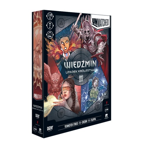 Pudełko: Unmatched: Wiedźmin - Upadek Królestwa (plus 4 karty promo Foli) — Upadek Królestwa + 4 foil promo cards